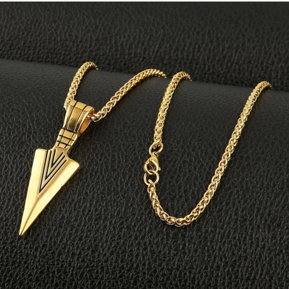Gold Arrow 316 Stainless Steel Pendant Necklace